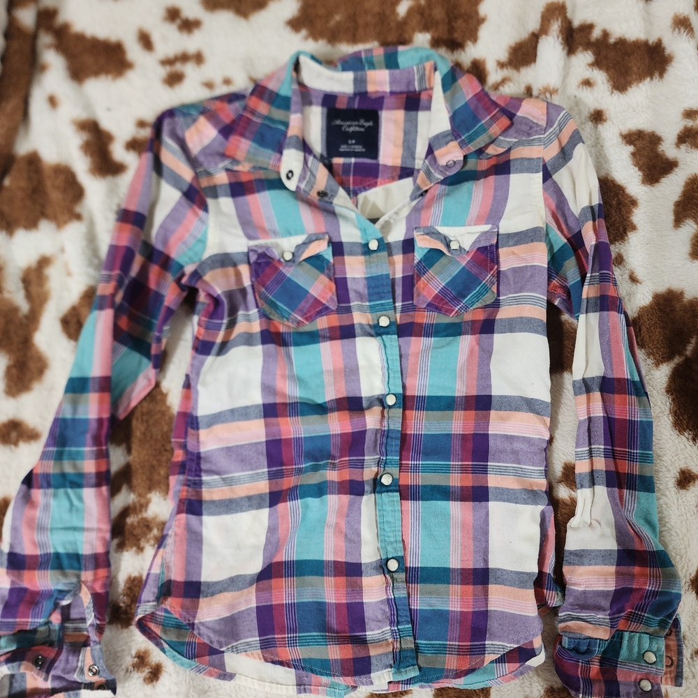 American Eagle Outfitters Multicolor Plaid Kids Shirt